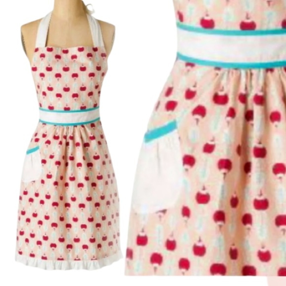 Anthropologie Ripe Radish Apron Red Print Hostess Mothers Wedding GR8 Gift NWT